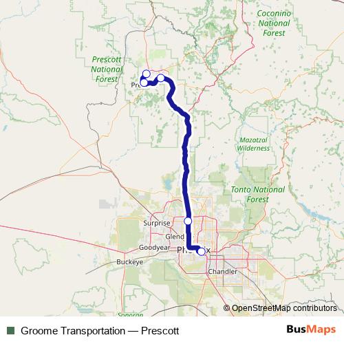 Groome Transportation bus Line Map