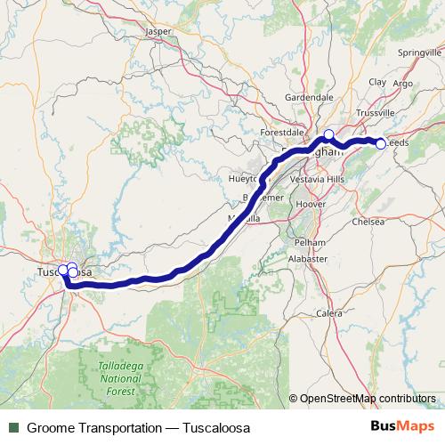 Groome Transportation bus Line Map