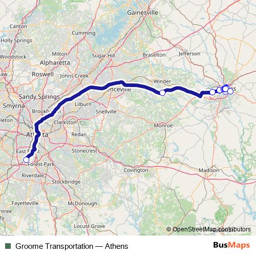 Groome Transportation bus Line Map
