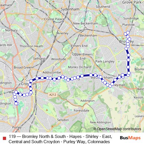 119 bus Line Map