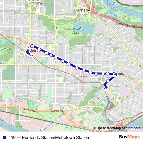 119 bus Line Map