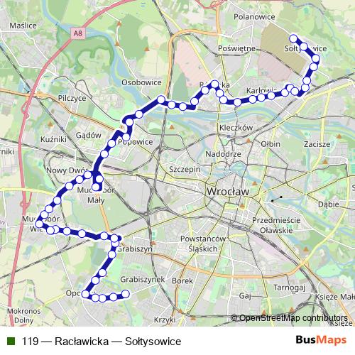119 bus Line Map
