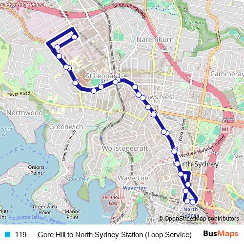 119 bus Line Map