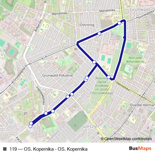 119 bus Line Map