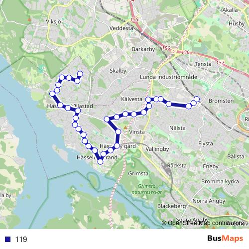 119 bus Line Map