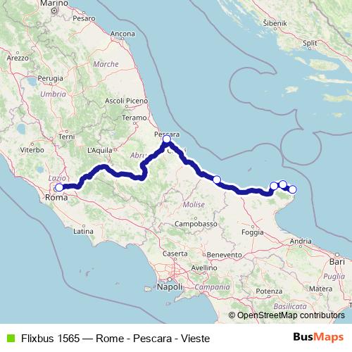 Flixbus 1565 bus Line Map