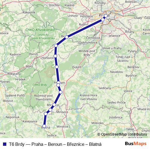 T6 Brdy rail Line Map