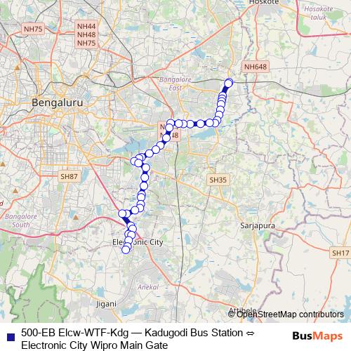 500-EB Elcw-WTF-Kdg bus Line Map