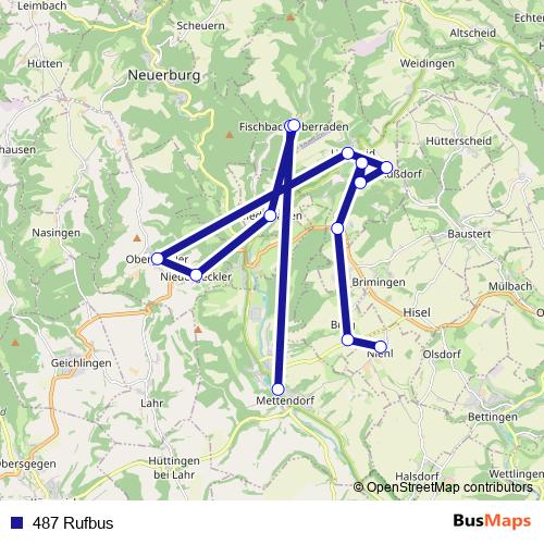 487 Rufbus bus Line Map