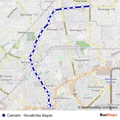 Camarin - Novaliches Bayan bus Line Map