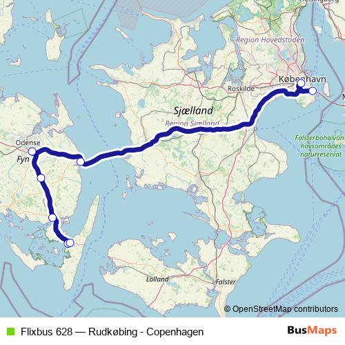 Flixbus 628 bus Line Map