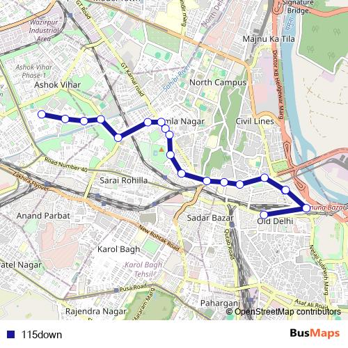 115down bus Line Map