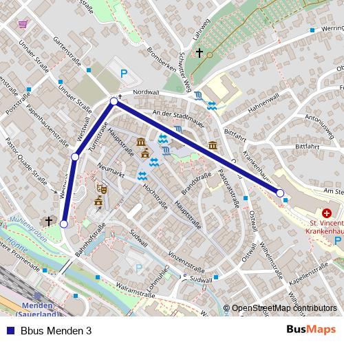 Bbus Menden 3 bus Line Map