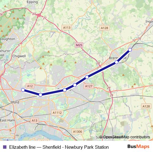 Elizabeth line bus Line Map