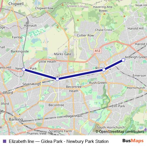 Elizabeth line bus Line Map