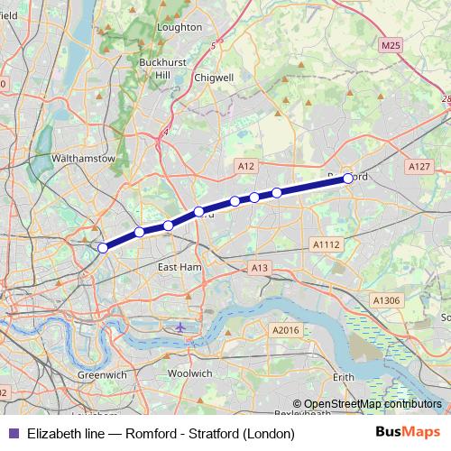 Elizabeth line bus Line Map