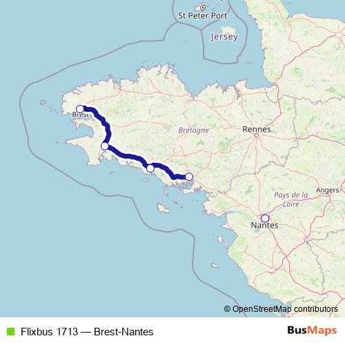 Flixbus 1713 bus Line Map