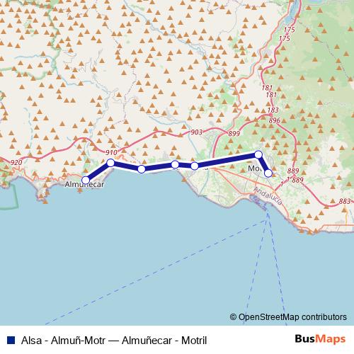 Alsa - Almuñ-Motr bus Line Map