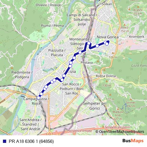 PR A18 6306 1 (64856) bus Line Map