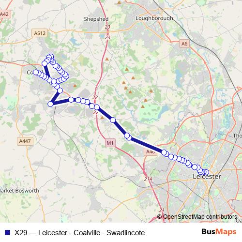 X29 bus Line Map