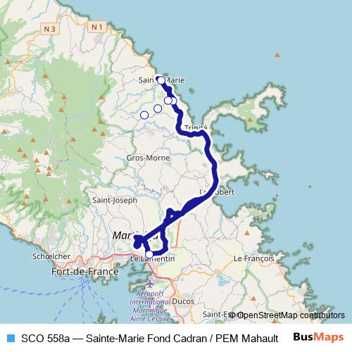 SCO 558a bus Line Map
