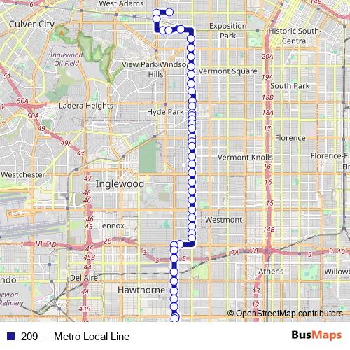 209 bus Line Map