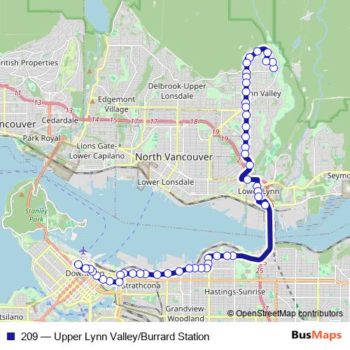 209 bus Line Map