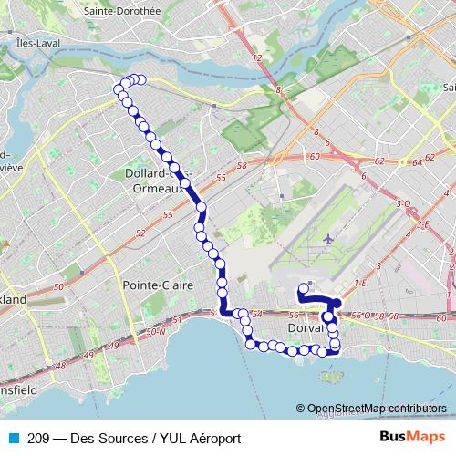 209 bus Line Map