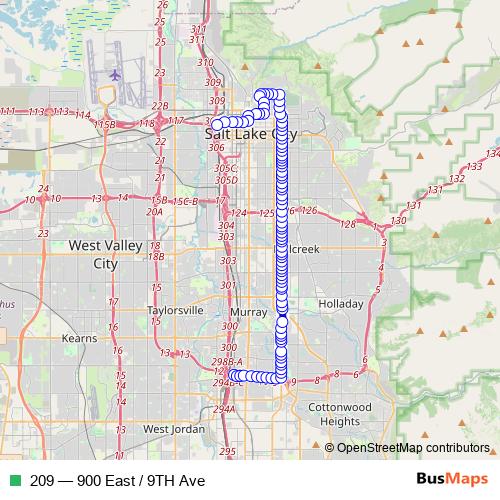 209 bus Line Map