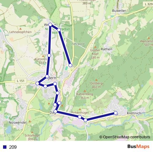 209 bus Line Map