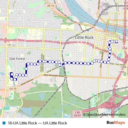 16-UA Little Rock bus Line Map