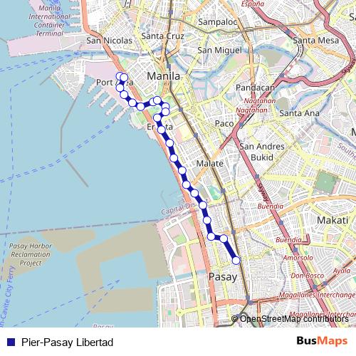 Pier-Pasay Libertad bus Line Map
