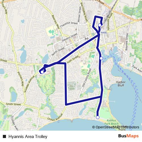 Hyannis Area Trolley bus Line Map
