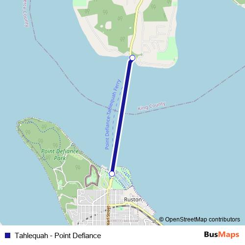 Tahlequah - Point Defiance ferry Line Map
