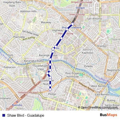 Shaw Blvd - Guadalupe bus Line Map