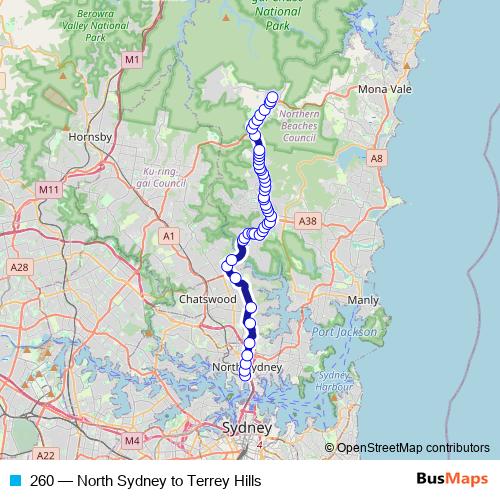 260 bus Line Map