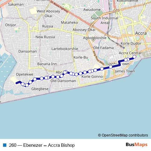 260 bus Line Map