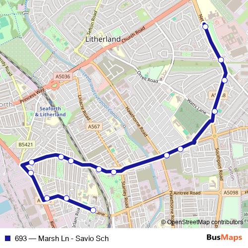 693 bus Line Map