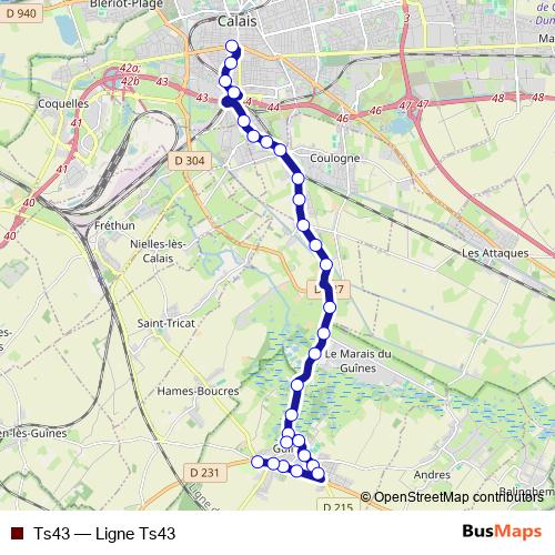 Ts43 bus Line Map