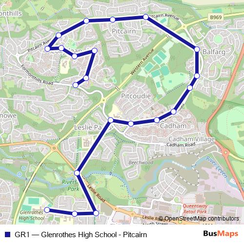 GR1 bus Line Map