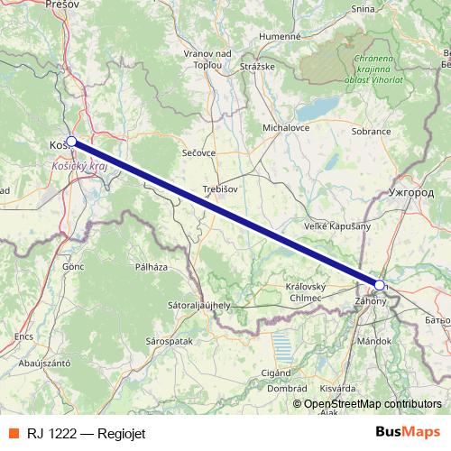 RJ 1222 rail Line Map