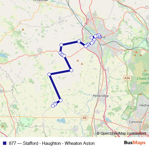 877 bus Line Map