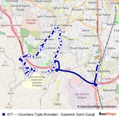 877 bus Line Map