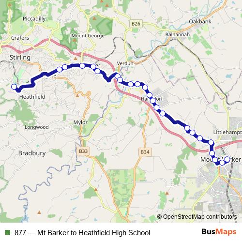 877 bus Line Map