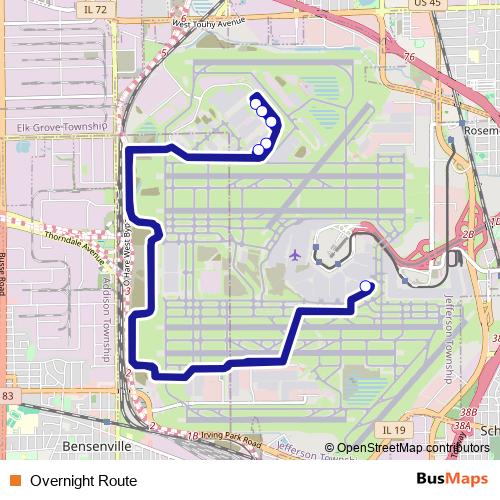 Overnight Route bus Line Map