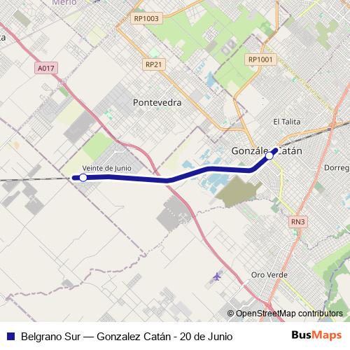 Belgrano Sur rail Line Map
