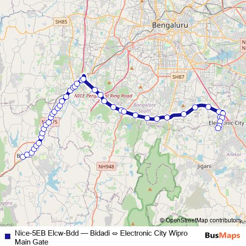 Nice-5EB Elcw-Bdd bus Line Map