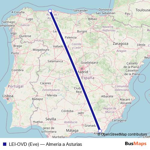 LEI-OVD (Eve) air Line Map