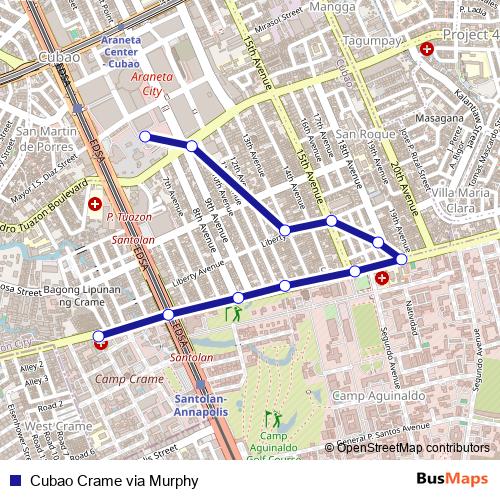 Cubao Crame via Murphy bus Line Map