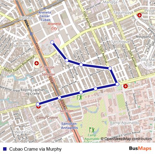 Cubao Crame via Murphy bus Line Map